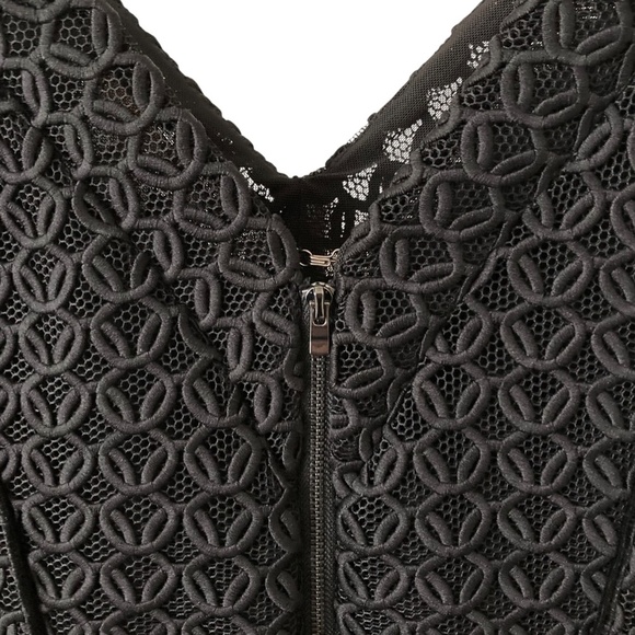 MAJE Ringo Basket Weave Lace Fit & Flare Dress Paris Sleeveless Black - Picture 9 of 11